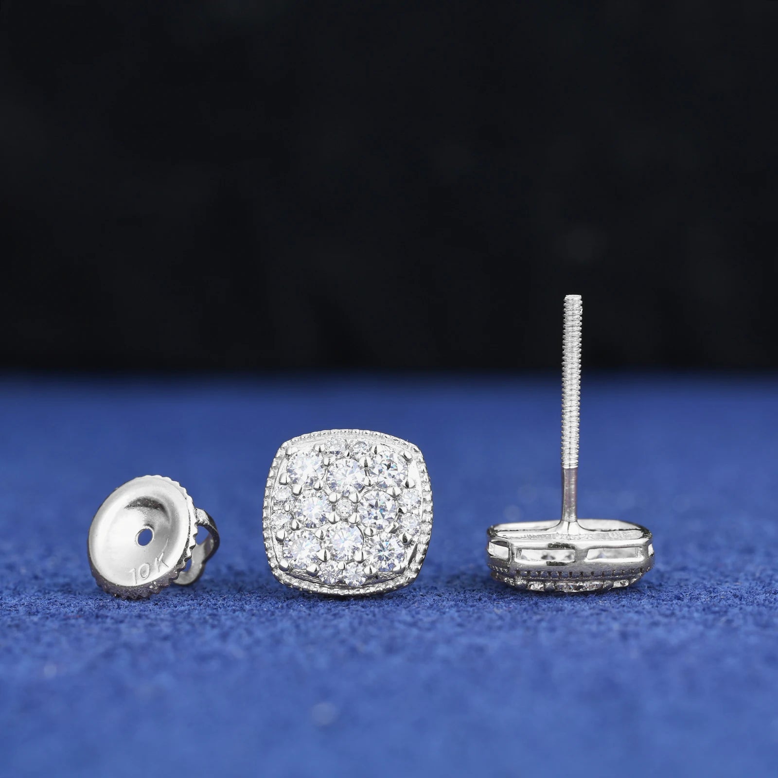 S925 Moissanite Diamond Cushion Setting Stud Earrings