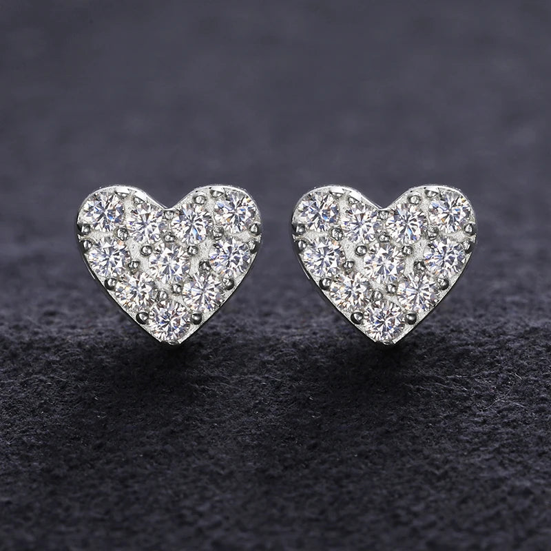 S925 Moissanite Diamond Heart Earrings