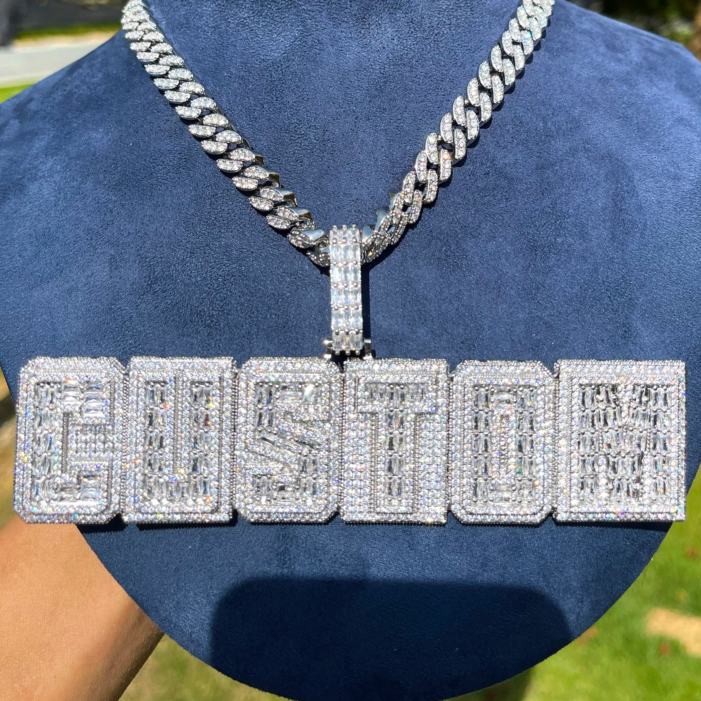 Custom Blocky University Letter Font Pendant - Icedgame & Co