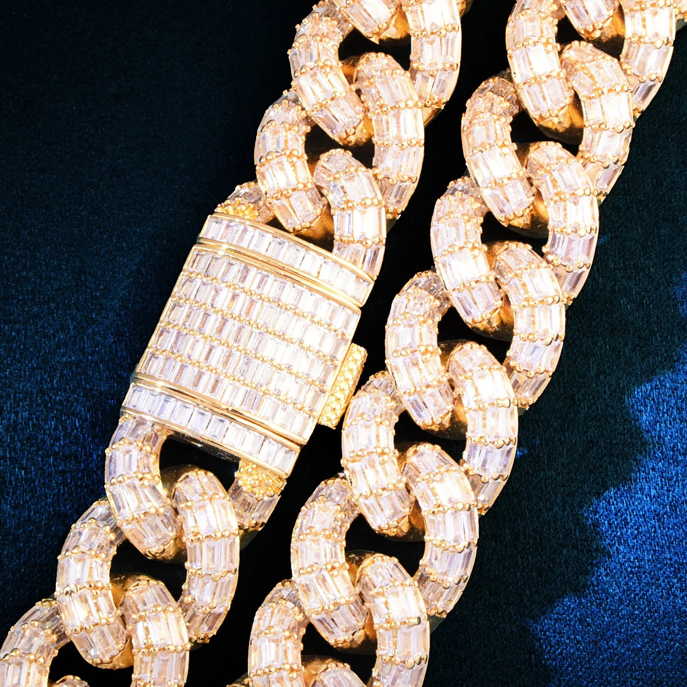 21mm MIAMI BAGUETTE CUBAN CHAIN Necklace- Box Clasp