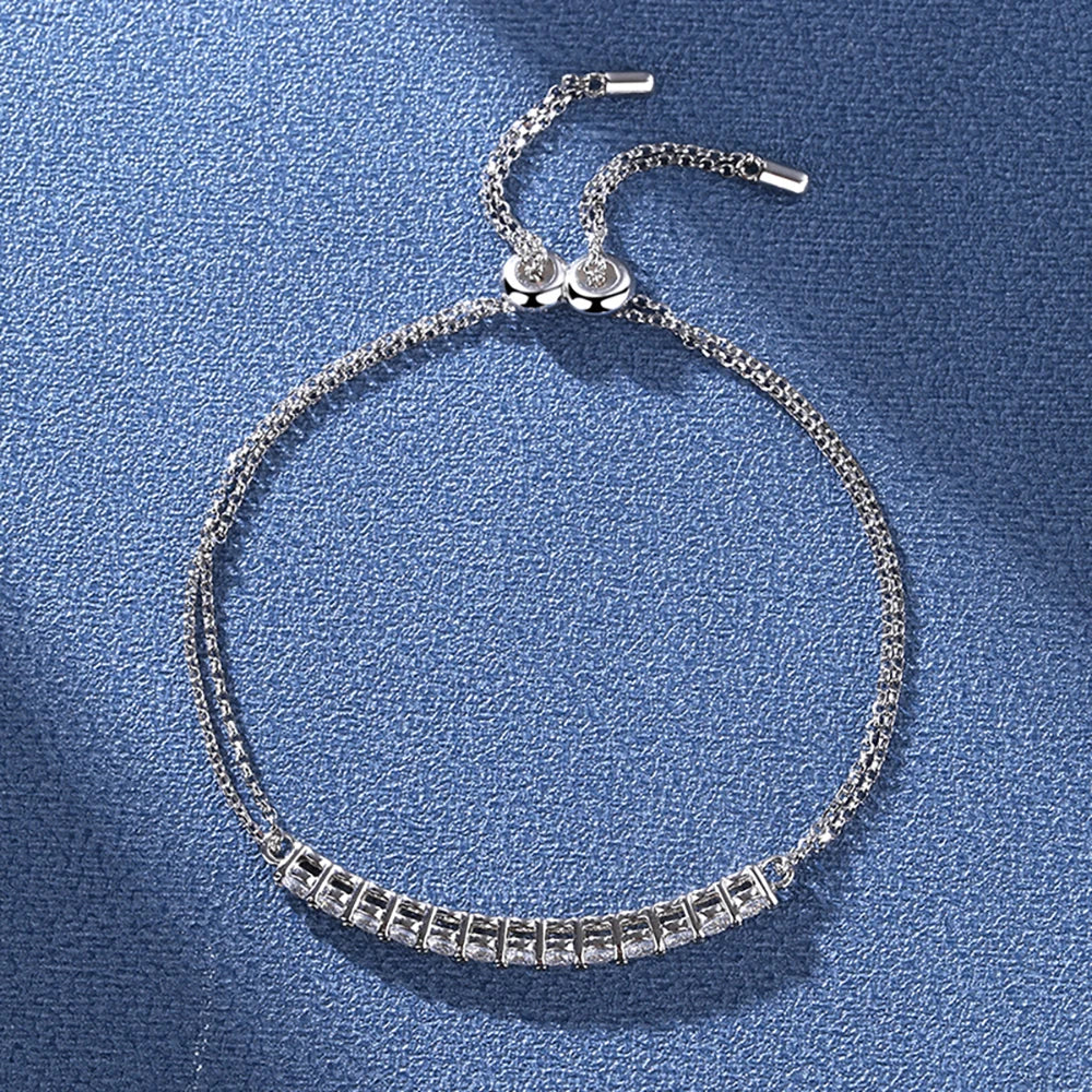 3mm Women's S925 Moissanite Adjustable Tennis Bracelet - 1.3 Carat