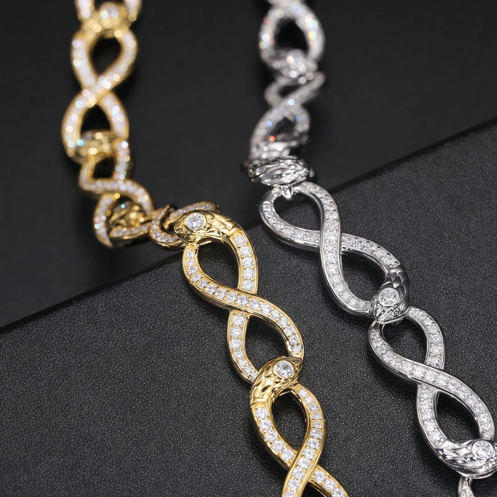 S925 Moissanite Infinity Snake Link Bracelet - Icedgame & Co