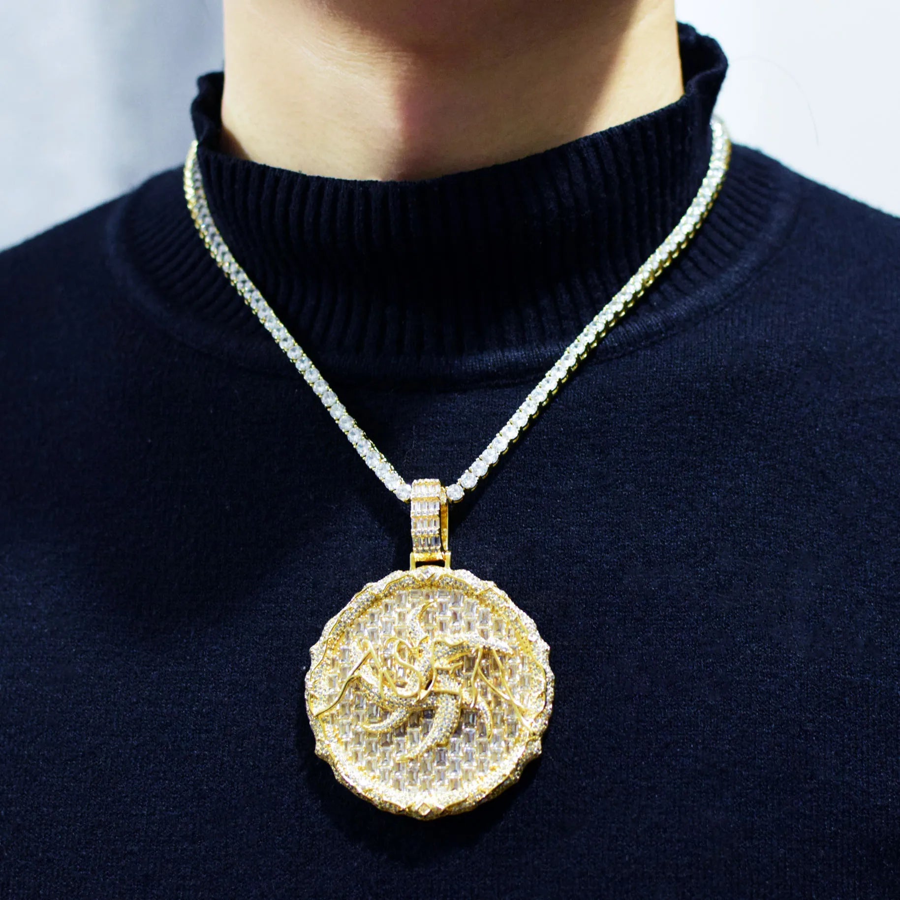 ASEN Letter Baguette Pendant - Icedgame & Co