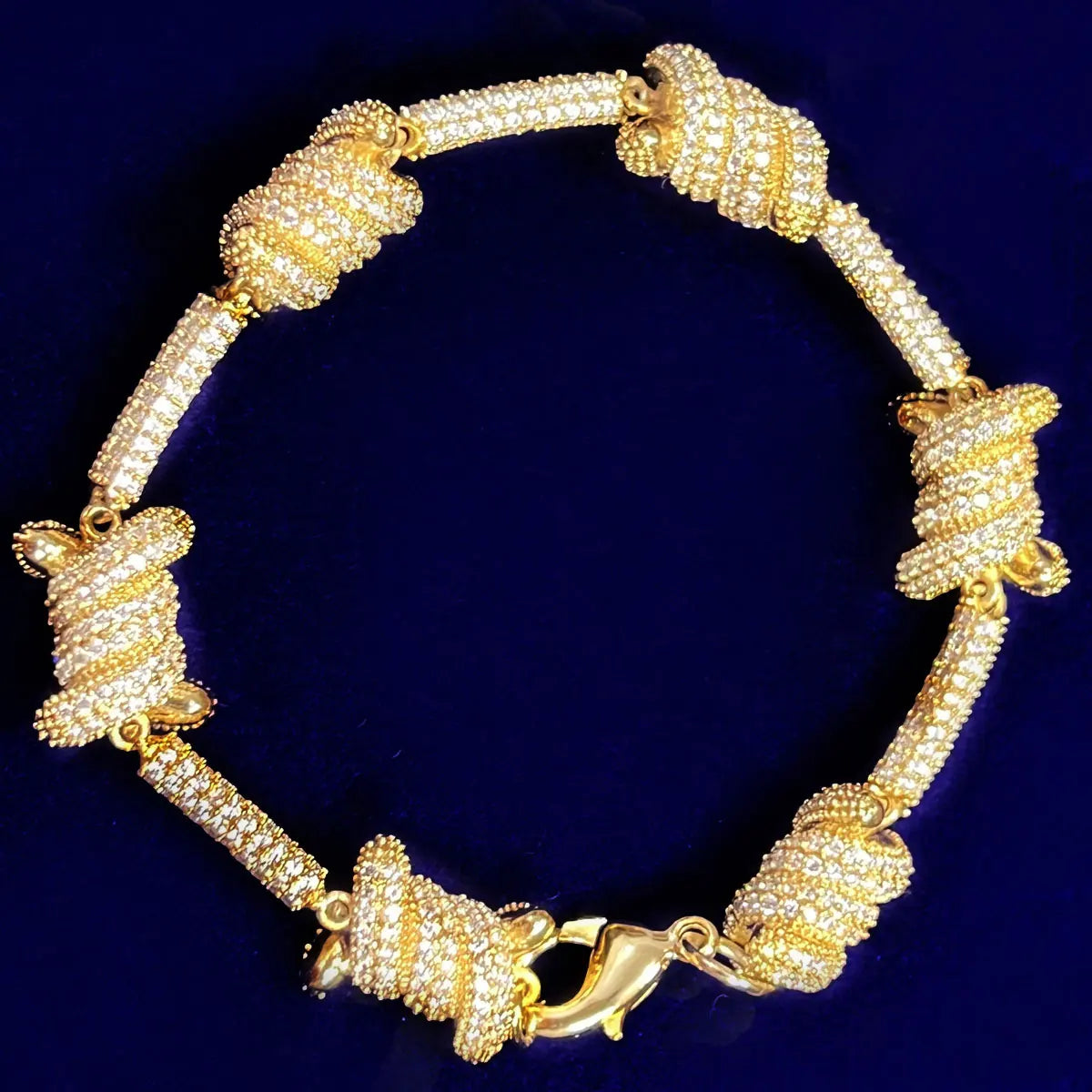 Iced Barbed Wire Bracelet - Gold/White Gold