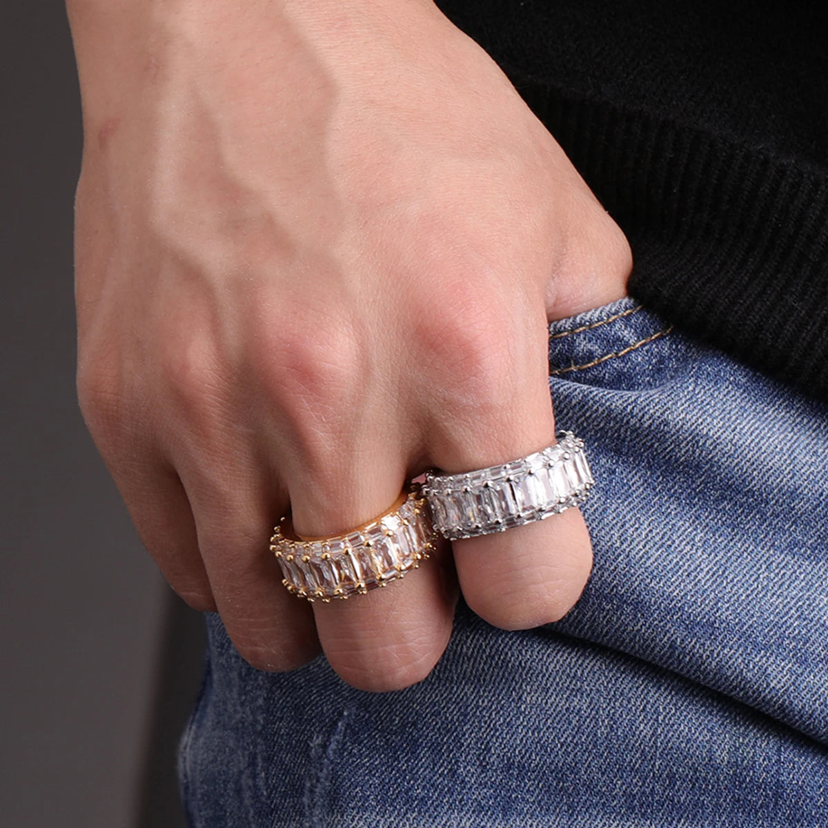 Fully Baguette-Cut Diamond Ring - Icedgame & Co