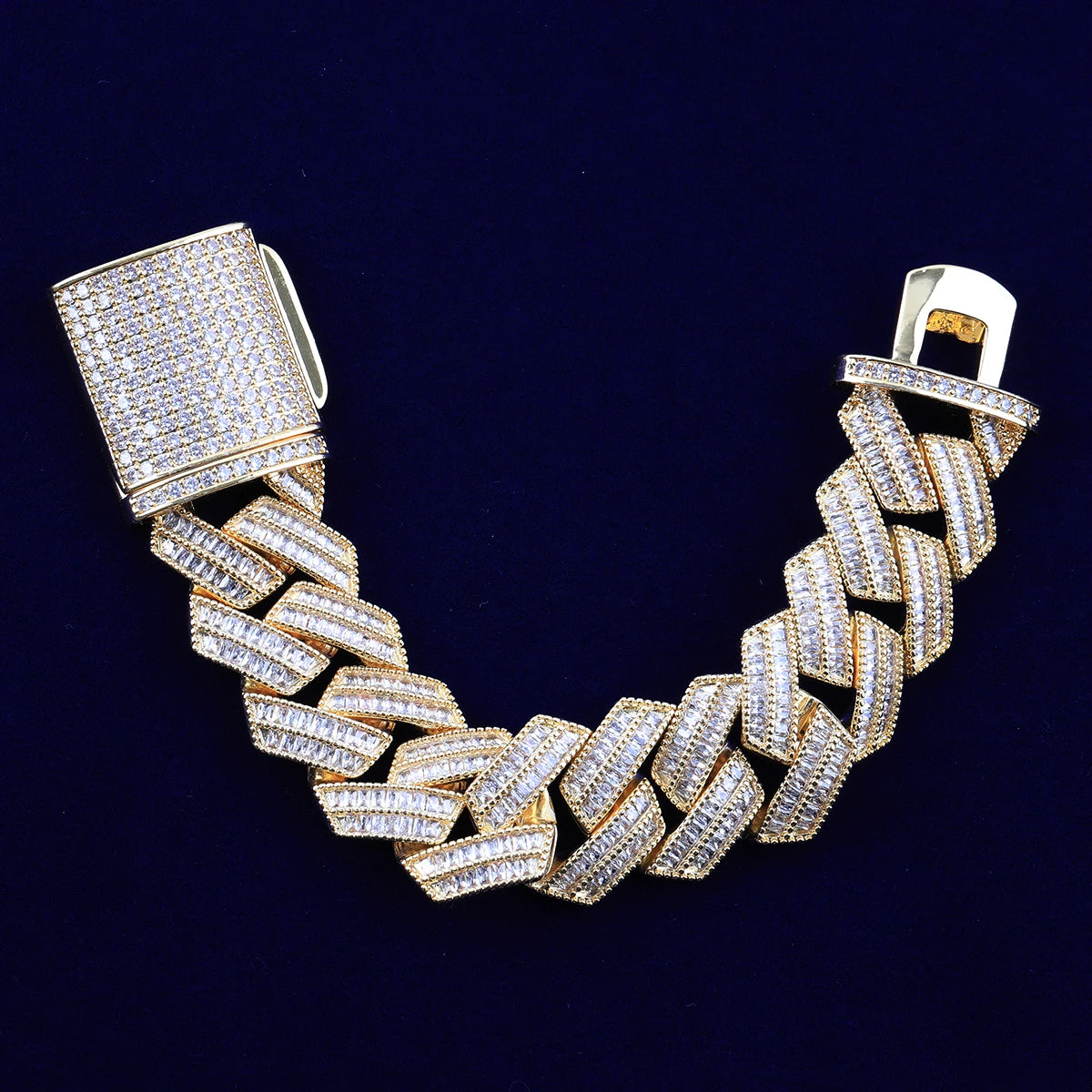 20mm Baguatte Prong Cuban Link Bracelet