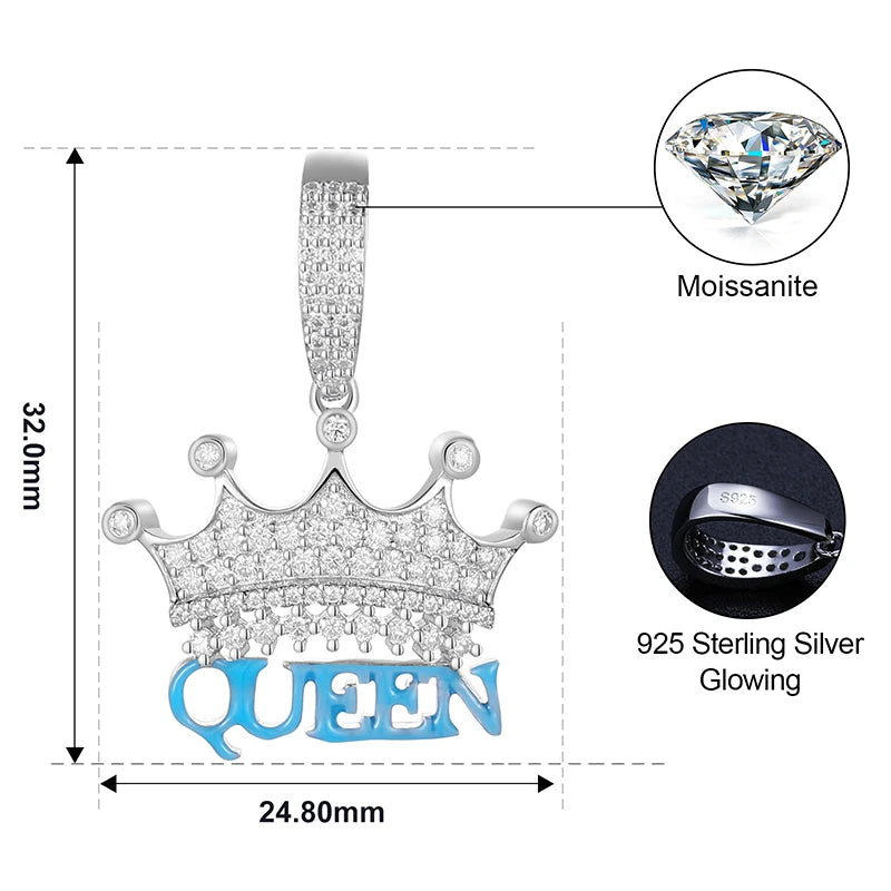 Moissanite Crown Queen Pendant