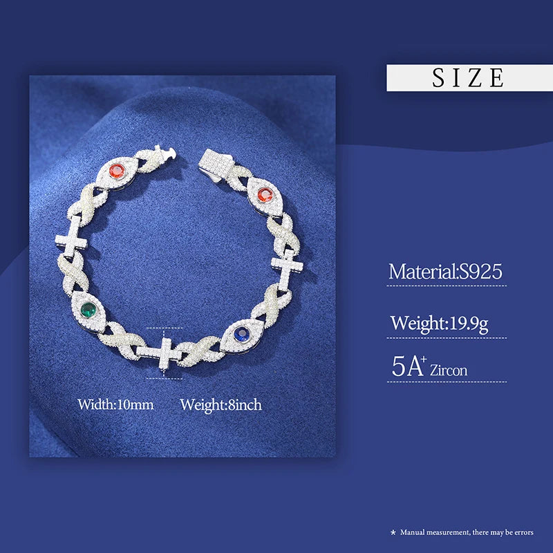 S925 Moissanite Infinity Cross Eye Link Bracelet