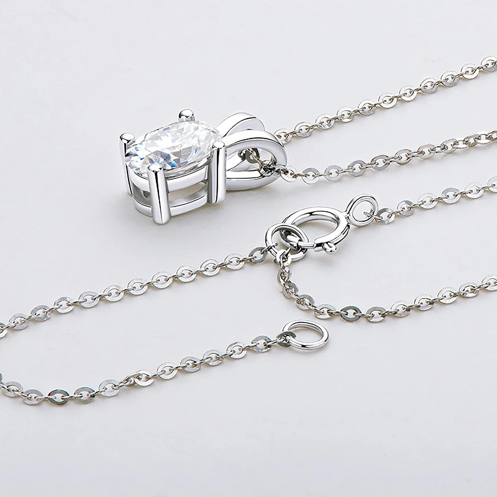 S925 Oval Cut Moissanite Diamond Necklace & Ring Set