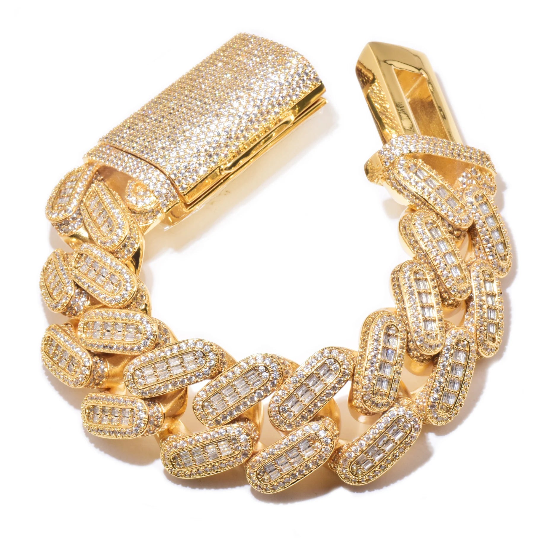 28mm Baguette Thick Cuban Link Bracelet - Icedgame & Co