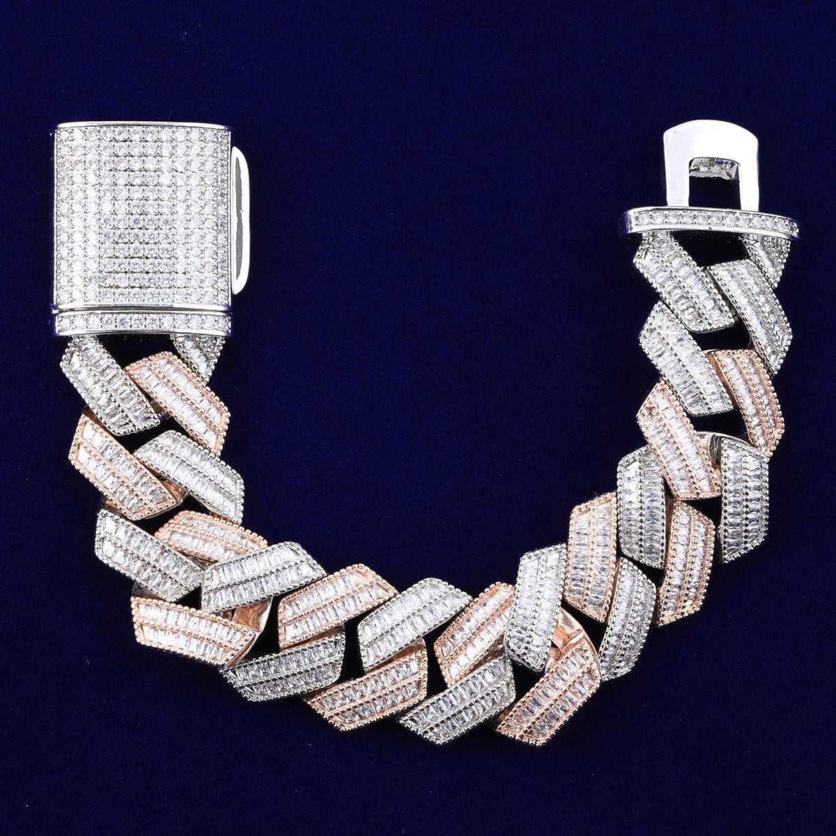 20mm Baguatte Prong Cuban Link Bracelet