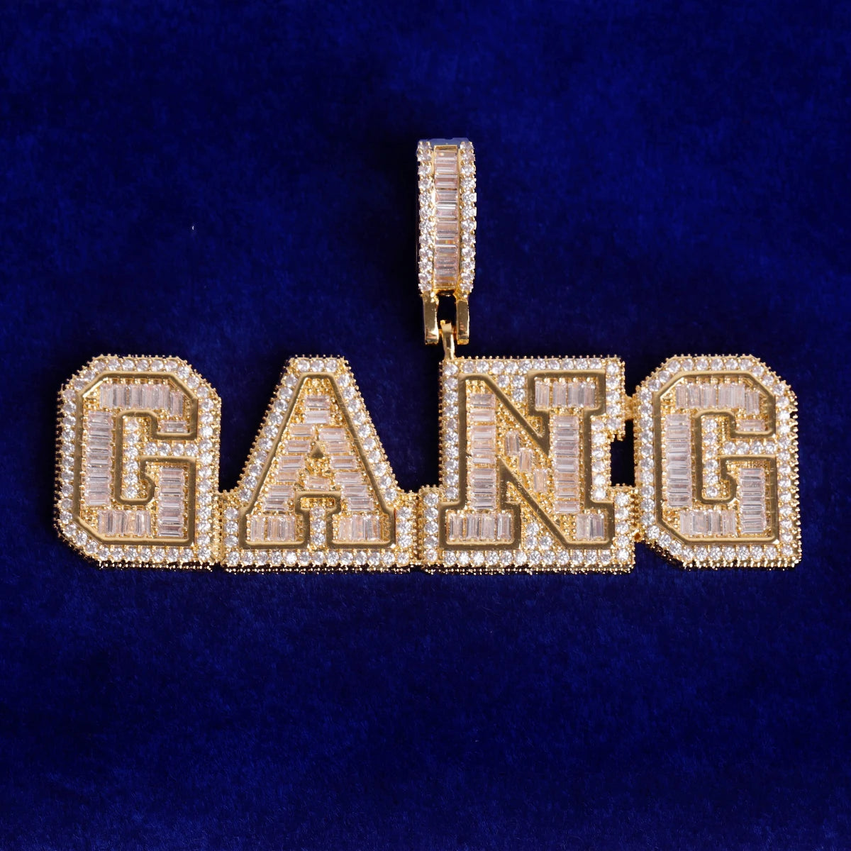 Custom University Font Baguette Layer Letter Pendant - Icedgame & Co