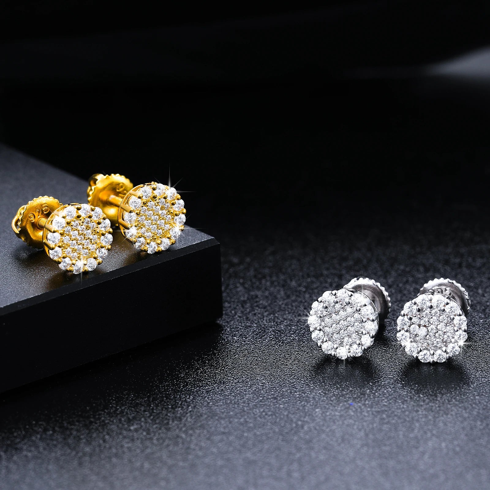 S925 Moissanite Diamond Halo Stud Earrings