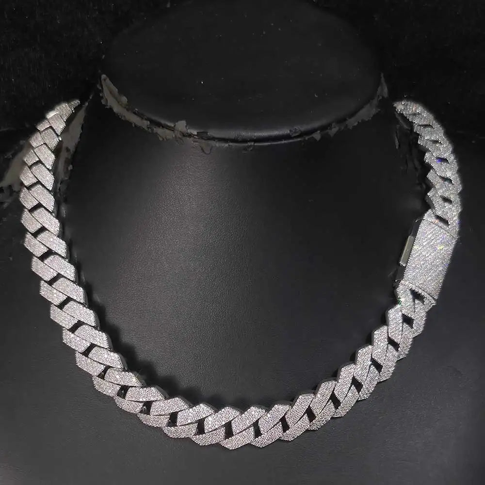 15MM 4 Rows Diamond Prong Link Cuban Necklace