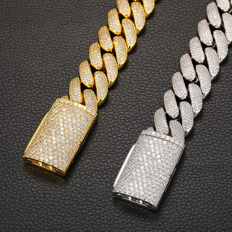 20mm Iced Curve Cuban Link Chain Necklace