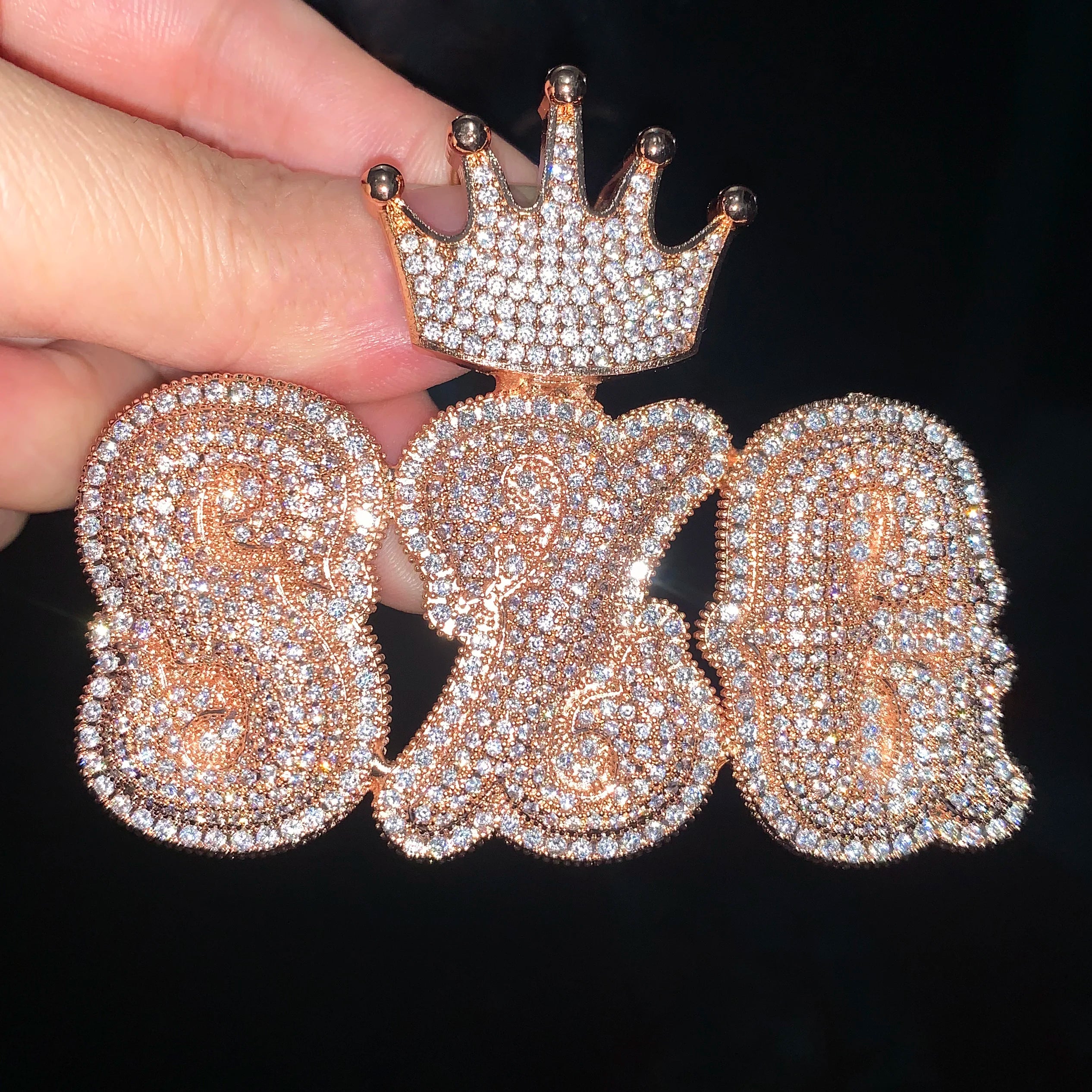 Custom Crown Bail Layered Bubble Letter Pendant