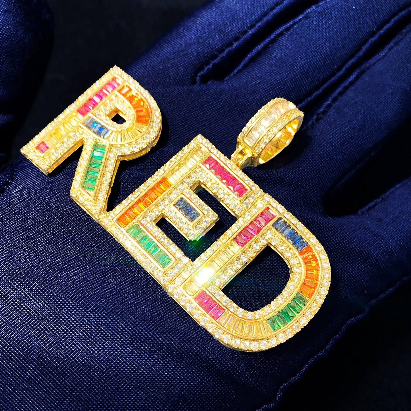 Colored Baguette Letter Pendant - Icedgame & Co