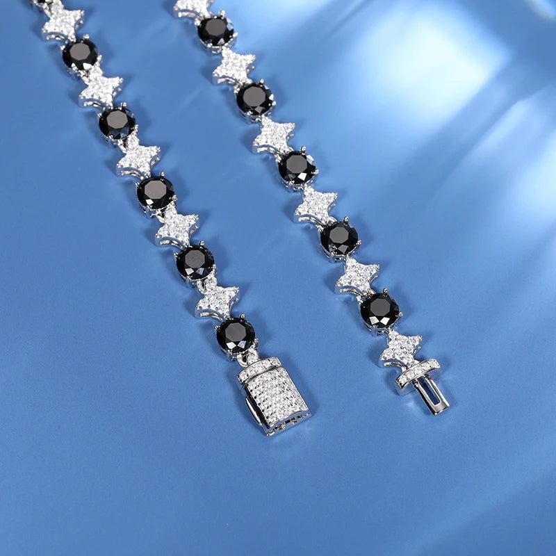 8mm S925 Black Moissanite Star Link Tennis Chain - Icedgame & Co