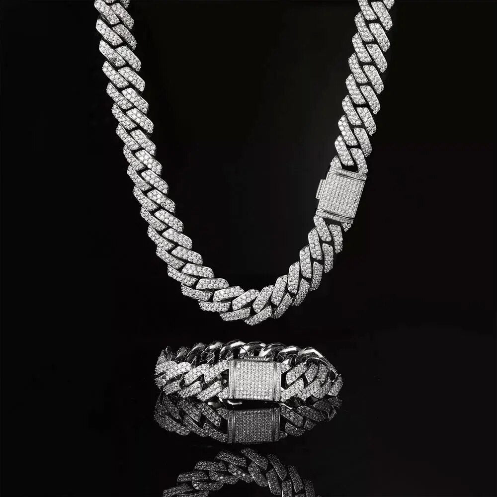 15MM Diamond Prong Cuban Link Necklace