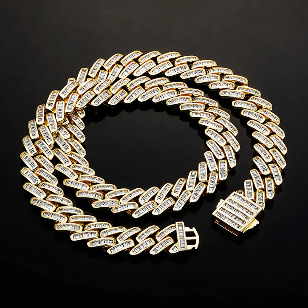 12mm Baguette Prong Cuban Link Necklace