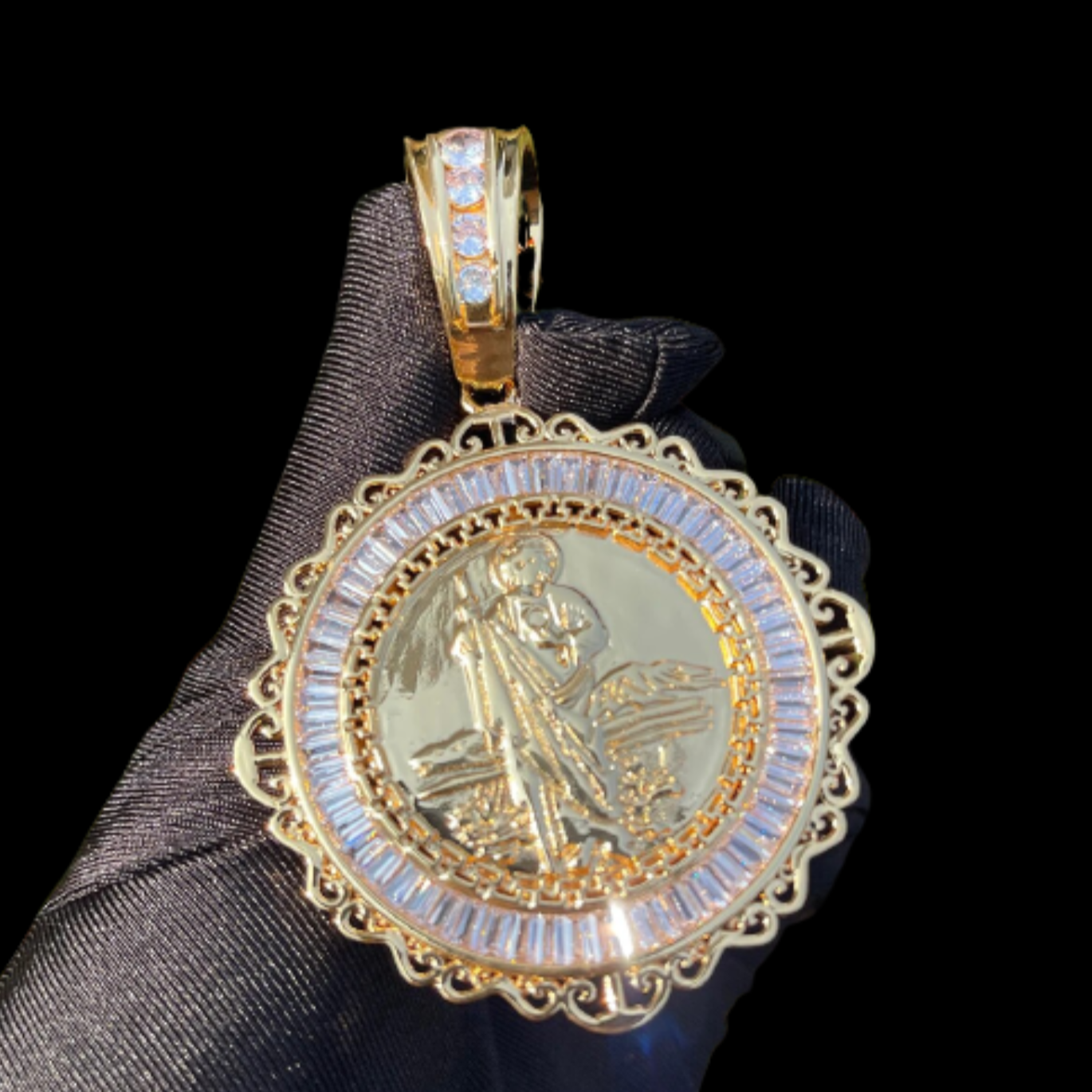 Iced Baguette San Judas Pendant