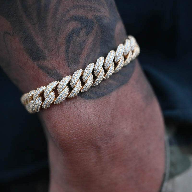 10MM CUBAN LINK BRACELET IN GOLD/WHITE GOLD