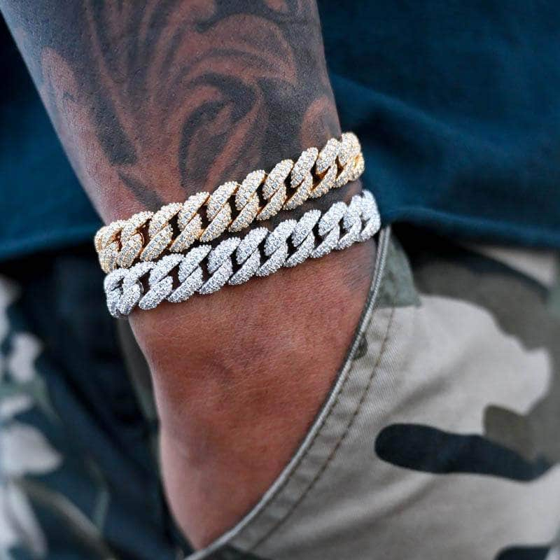 10MM CUBAN LINK BRACELET IN GOLD/WHITE GOLD