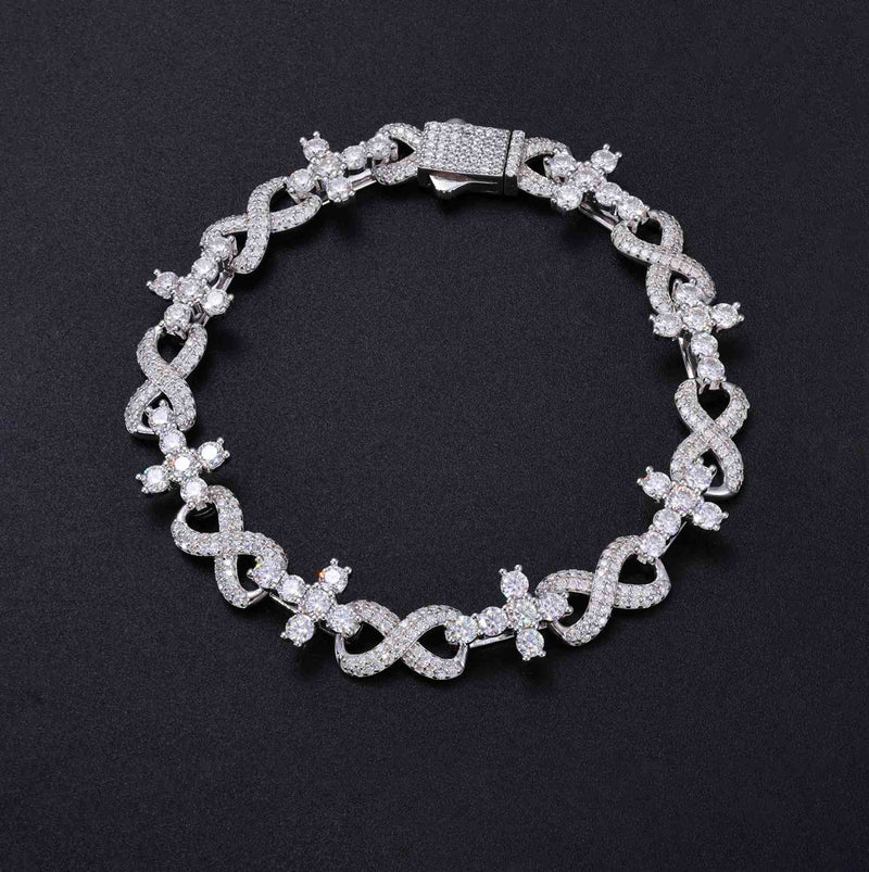 S925 Moissanite Infinity Tennis Cross Link Bracelet - 10mm