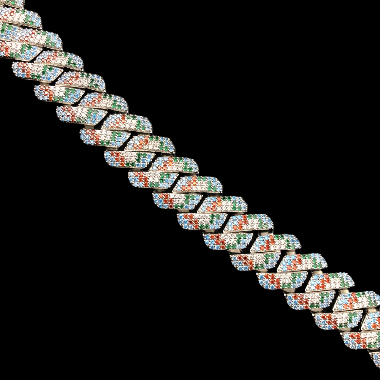 20MM 3-row Spectrum Diamond Prong Cuban Link