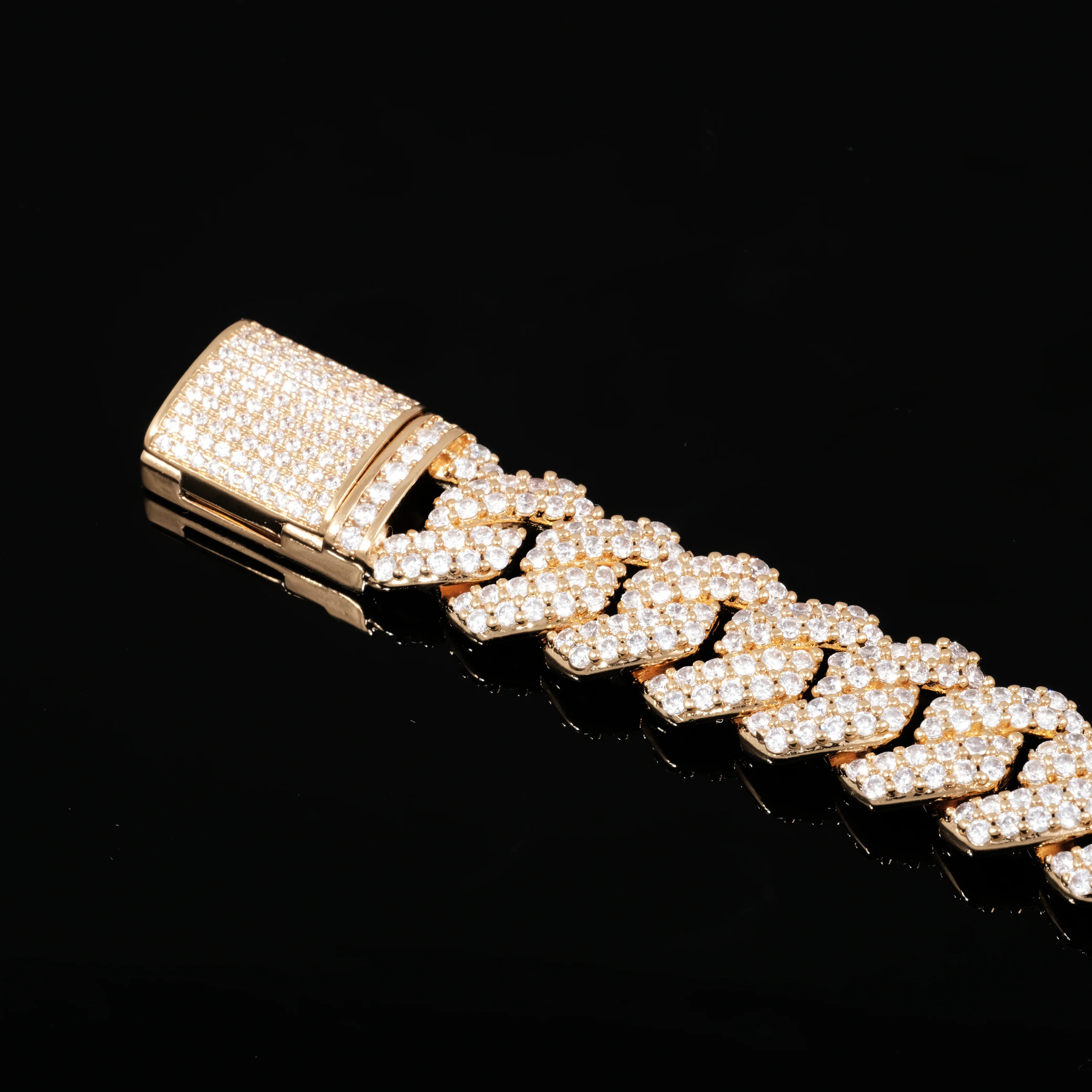 14MM Moissanite Diamond Prong Cuban Link Chain Bracelet