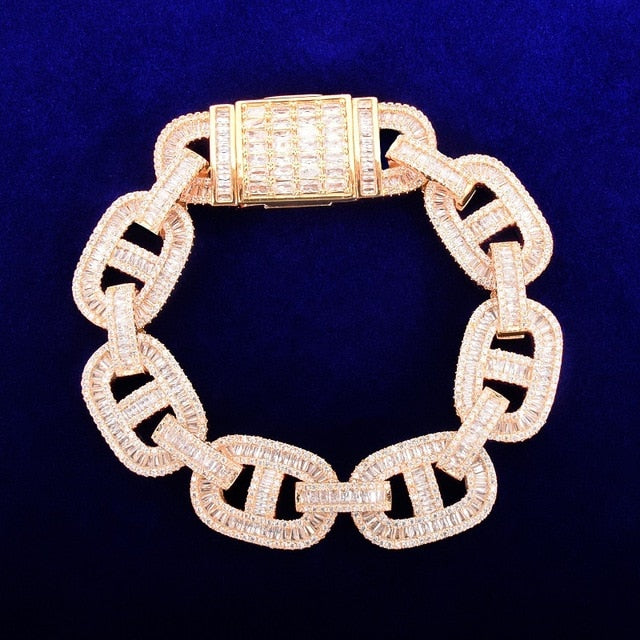 Baguette Mariner Link Chain Bracelet - 18MM - Icedgame & Co