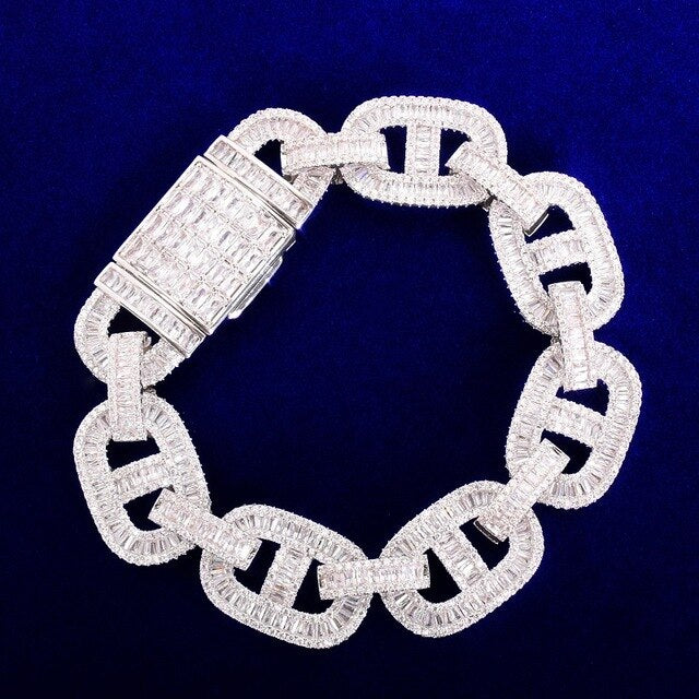 Baguette Mariner Link Chain Bracelet - 18MM - Icedgame & Co