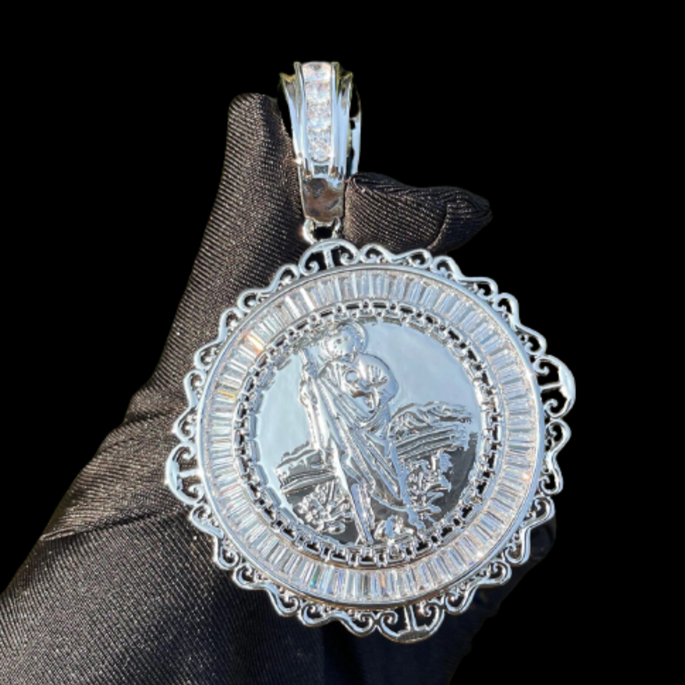 Iced Baguette San Judas Pendant