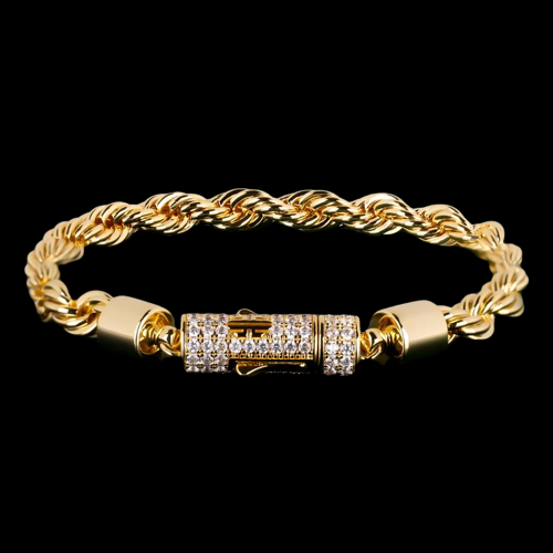 (6mm) Rope Chain Bracelet - in GOLD/WHITE GOLD