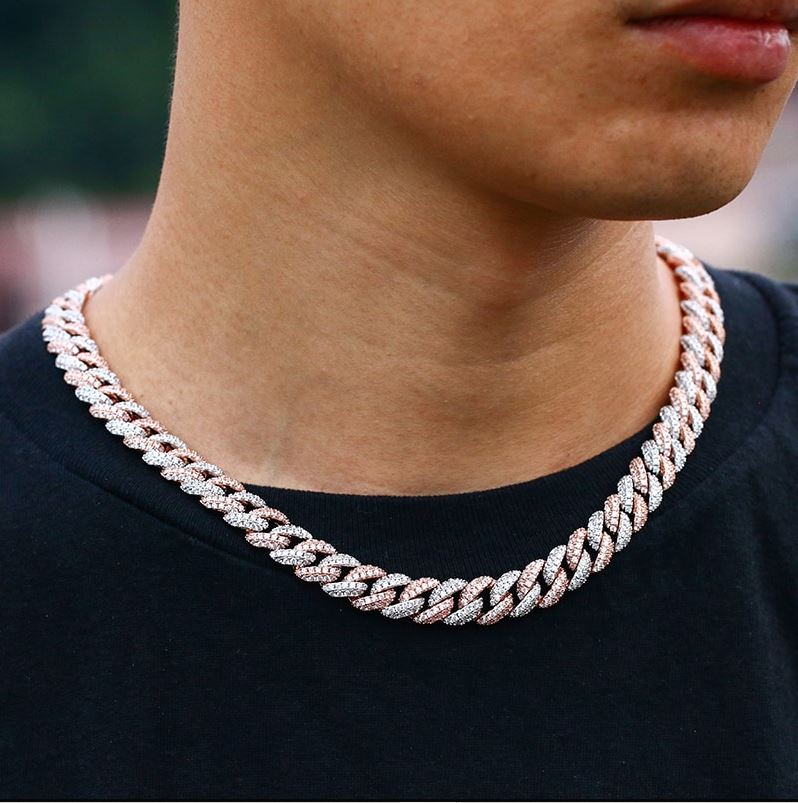 10mm Cuban Link Chain in Gold/Two Tone Rose Gold/White Gold - 18 inches
