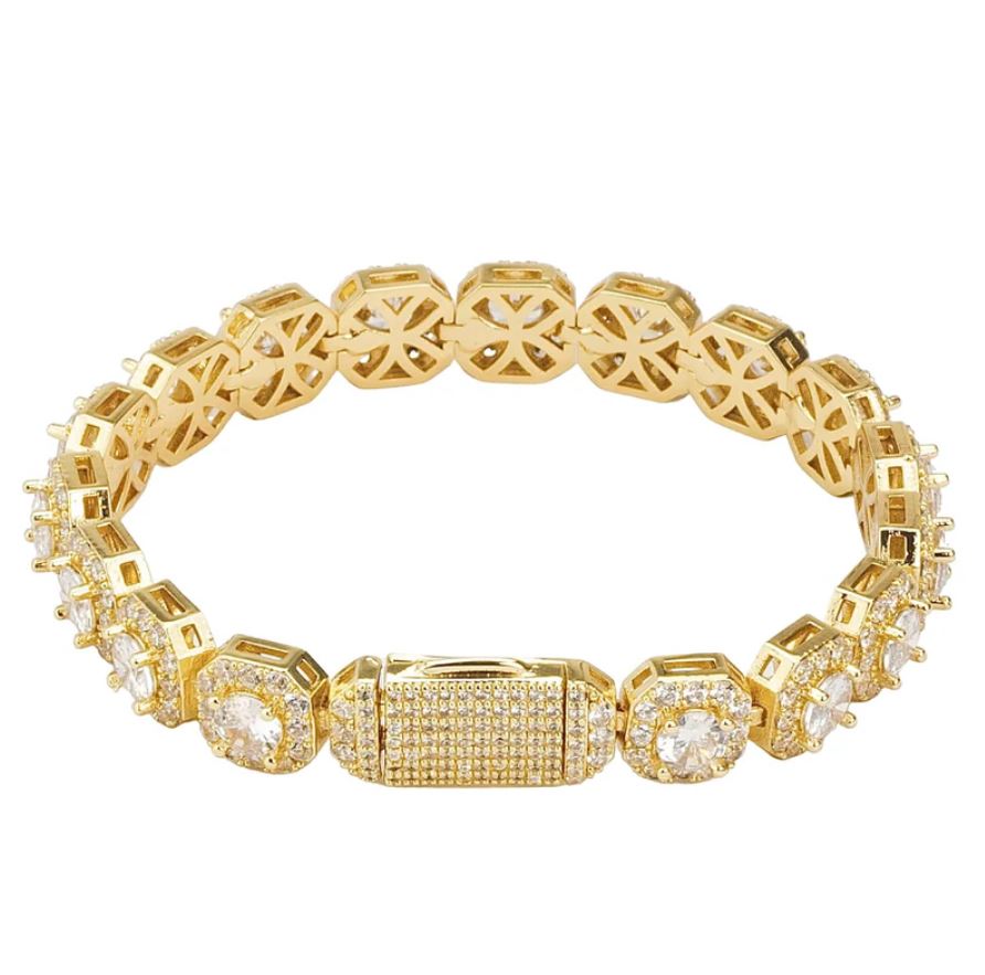 (10MM) CLUSTERED TENNIS BRACELET IN GOLD/WHITE GOLD