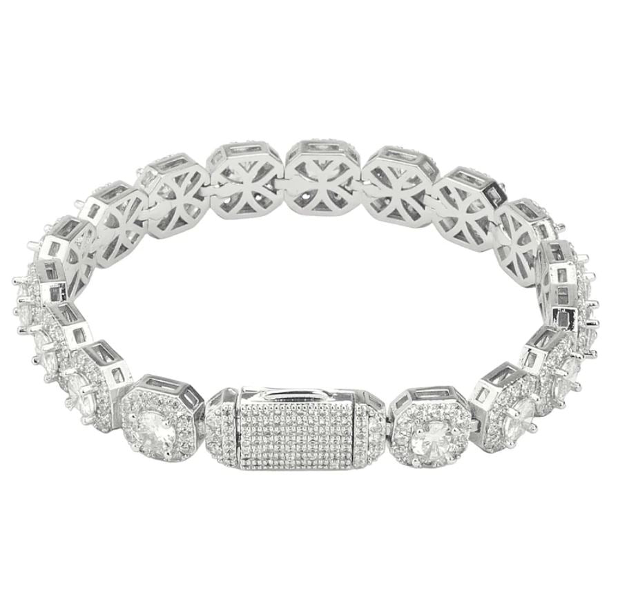 (10MM) CLUSTERED TENNIS BRACELET IN GOLD/WHITE GOLD