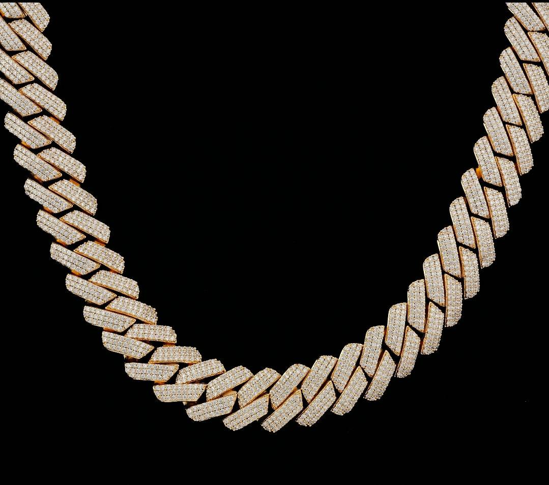 (19mm) 3 Rows Diamond Prong Cuban Link Necklace