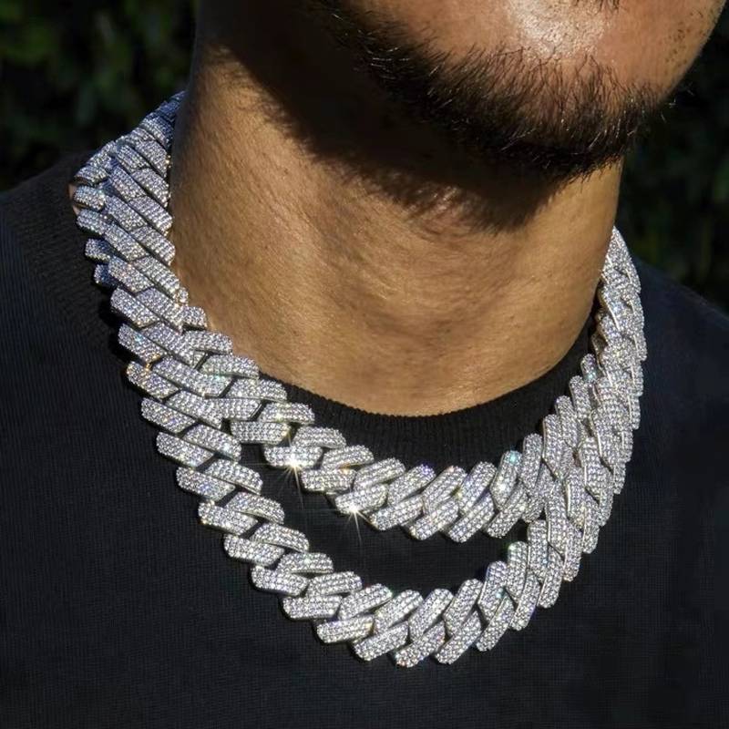 (19mm) 3 Rows Diamond Prong Cuban Link Necklace