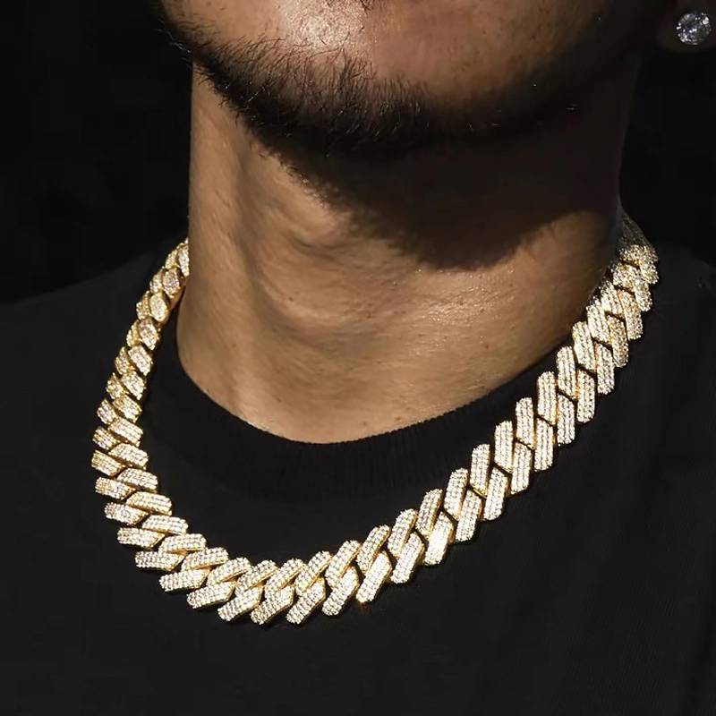 (19mm) 3 Rows Diamond Prong Cuban Link Necklace