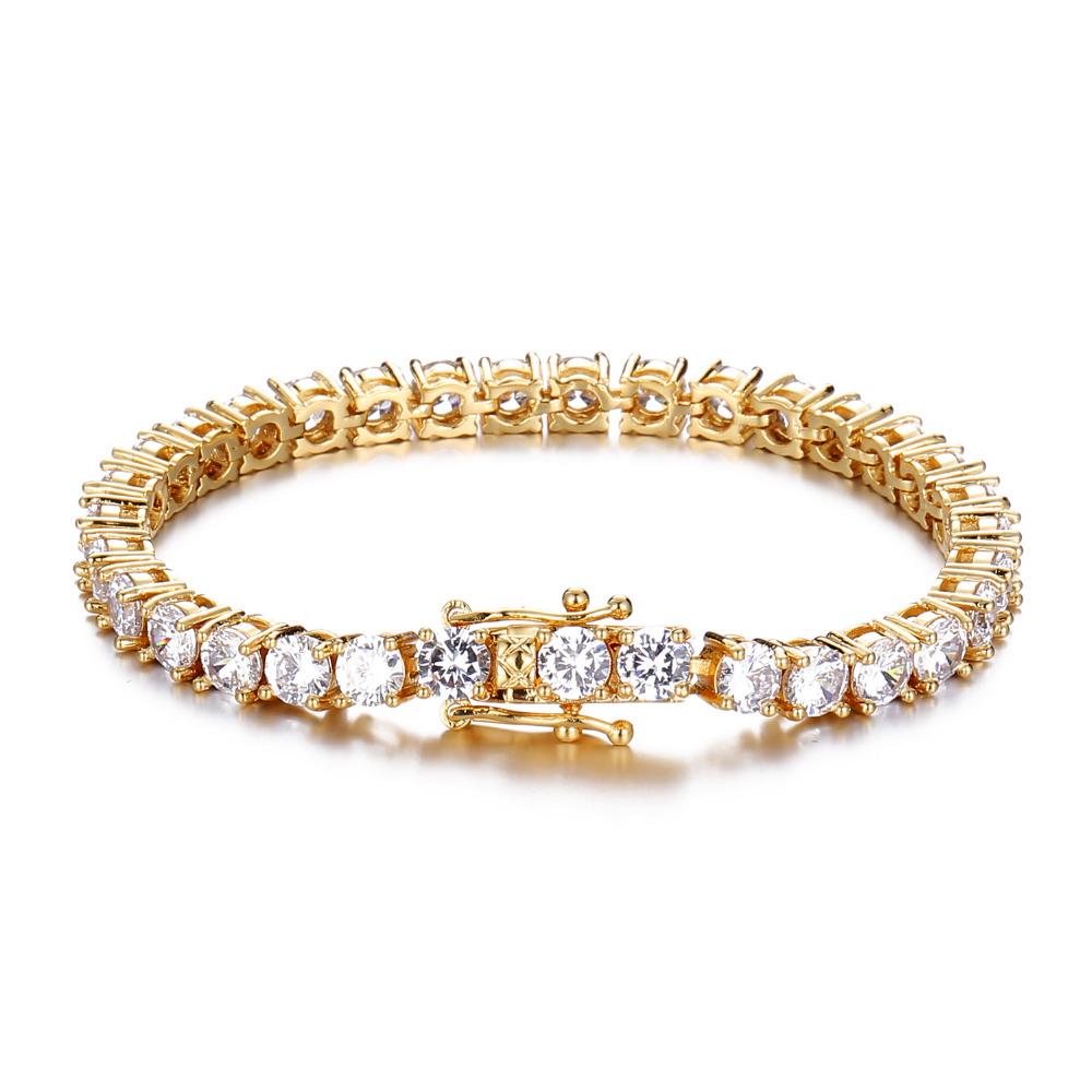 (5mm) Round Cut Tennis Chain Bracelet in Gold/White Gold