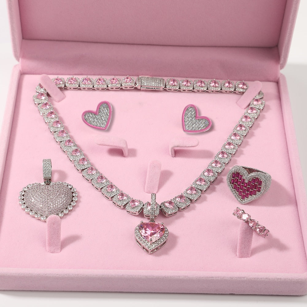 Heart Glacier Glam Jewelry Pink Set
