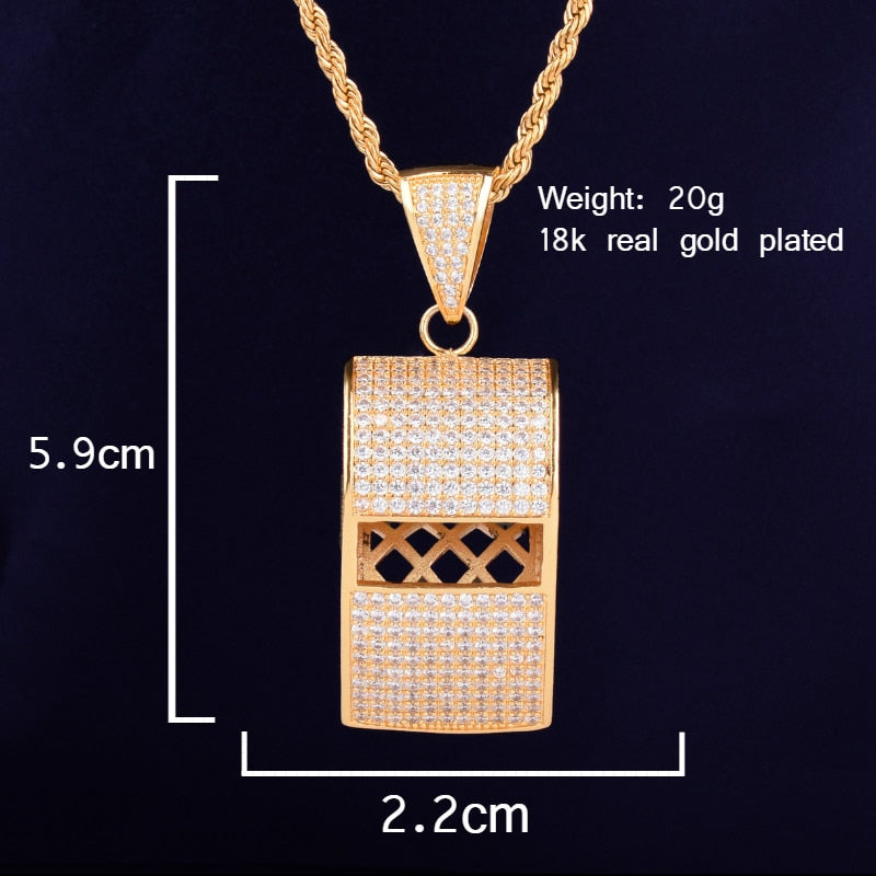 Iced Whistle Pendant - Gold/White Gold