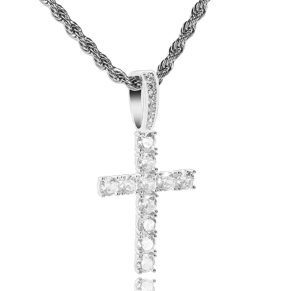 Iced Cross 925 Sterling Silver Pendant