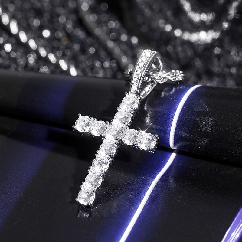 Iced Cross 925 Sterling Silver Pendant