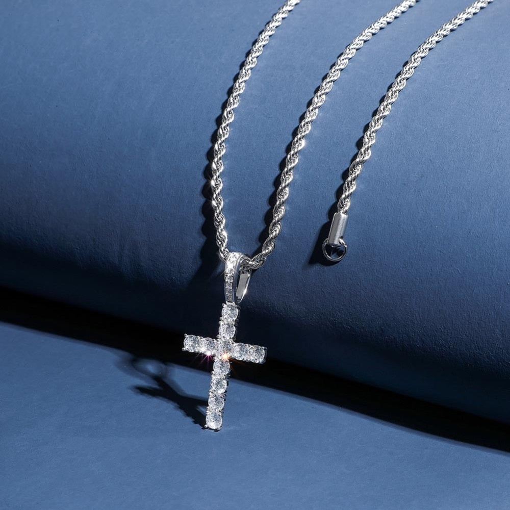 Iced Cross 925 Sterling Silver Pendant