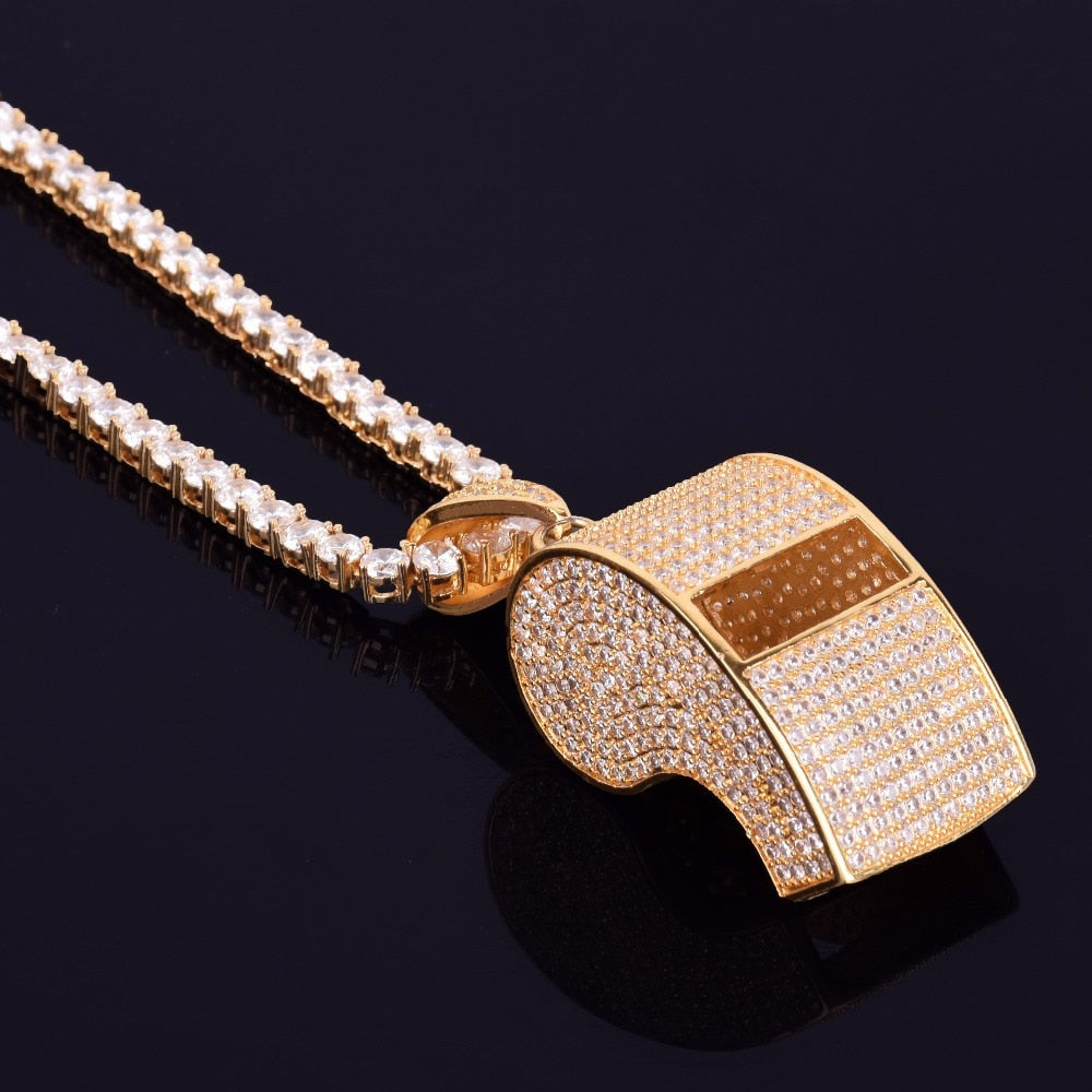 Iced Whistle Pendant - Gold/White Gold