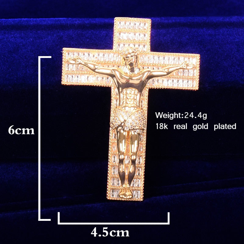 Iced Crucifix Pendant in Gold/White Gold