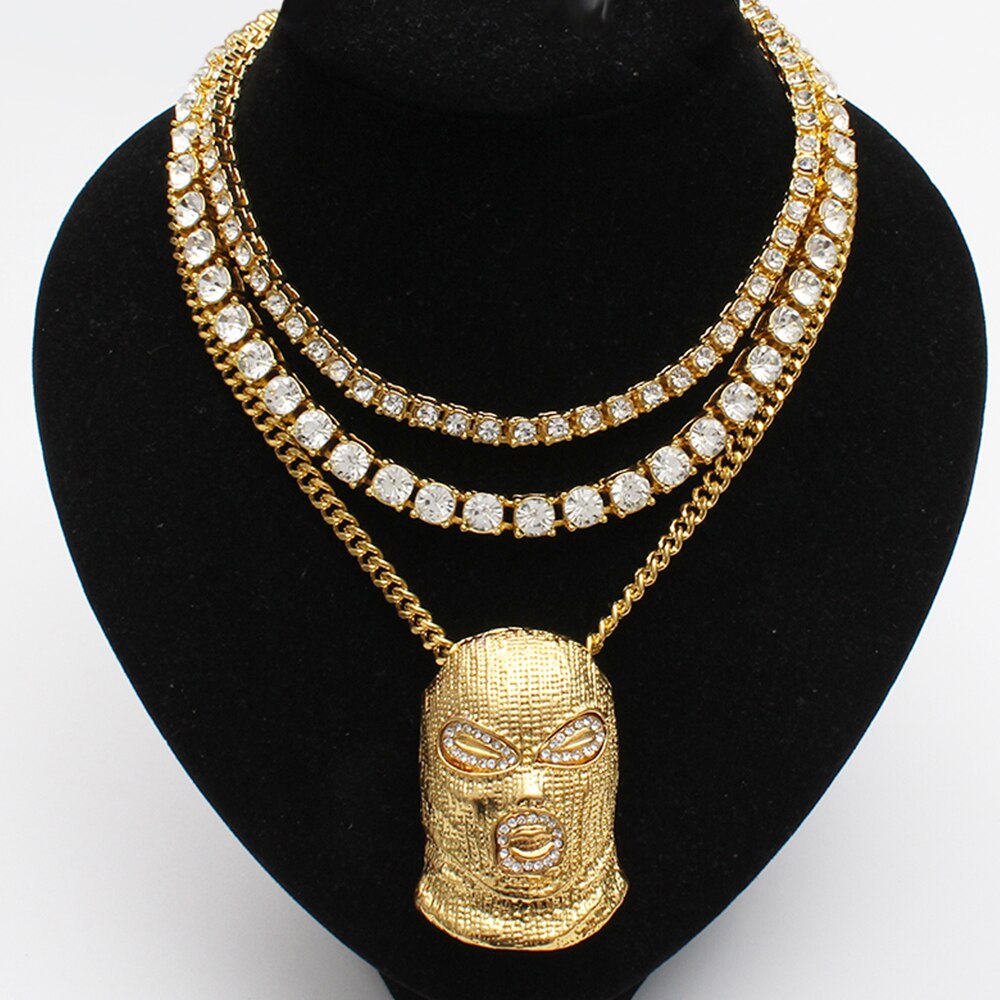 MASK OFF PENDANT CHAIN WITH TENNIS CHAINS BUNDLE