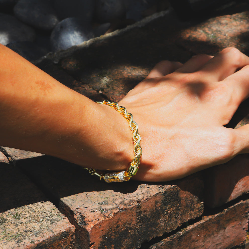 (6mm) Rope Chain Bracelet - in GOLD/WHITE GOLD